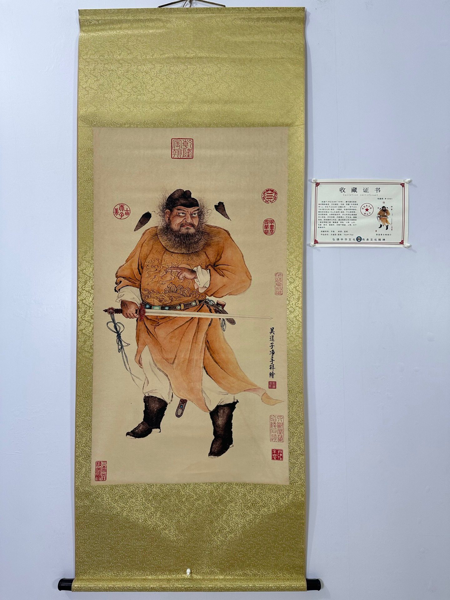 吴道子 钟馗図》 中堂掛軸 鑑賞用 宣紙装裱／魔除け・開運飾り 吴道子 钟馗図》 中堂掛軸 鑑賞用 宣紙装裱／魔除け・開運飾り 吴