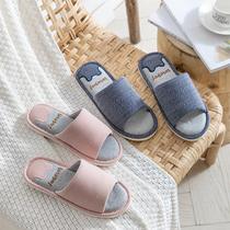 Fabric slippers cotton linen slippers home four seasons thick bottom autumn floor soft bottom silent non-slip