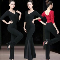 Body etiquette training clothing womens conjoined suit with dark buckle spring summer 2021 new mid-sleeve dance practice suit