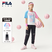 FILA File Fairchild Clothing Children Suit 2022 Summer New Girl Child Sports Short Sleeve Long Pants Two Sets