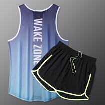 Fitness clothes Mens marathon vest shorts Summer running Track and field training sports suit quick-drying competition equipment