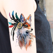 Fox color tattoo decal Arm Female Long Lasting Waterproof Sexy big figure chest thigh Premium Stickers ins wind