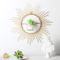 Nordic ins living room bedroom wall Sun wrought iron wall decoration creative Net red simulation meat potted plant pendant
