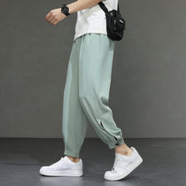 Pants men Spring and Autumn casual trousers summer thin ice pants loose sports ankle-length pants autumn trend small trousers