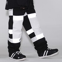 Loose pants mens reflective winter veneer snow pants womens ski waterproof and warm stitching adult snow pants women