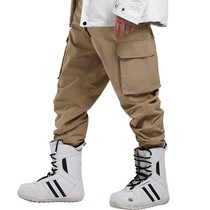 Wear-resistant pants Mens snow winter beam leg veneer snow pants waterproof warm and breathable thin ski pants