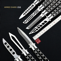 Warrior Shark Six Holes Beginner Butterfly Knife New Hand Butterfly Folding Knife Thrower Knife Practice Knife Unopened Blade Butterfly Comb