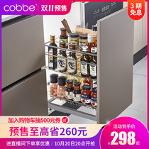 Cabe] Flavored basket narrow 304 stainless steel kitchen cabinet mesh drawer type pull blue double storage rack
