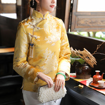 Tang suit female Chinese style cotton-padded jacket coat female winter cheongsam 2021 new red national style short Chinese cotton-padded clothes