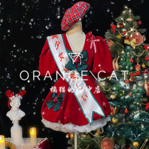 Photo studio theme Christmas girlfriends art Womens photography photo Showa wind Photo Annual retro red clothing
