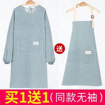 Long sleeve apron women winter explosive overalls 2021 New Net red cotton linen waist home kitchen gown adult