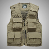 2019 vest custom multi pocket vest men thin outdoor vest breathable outdoor sports Waistcoat Vest