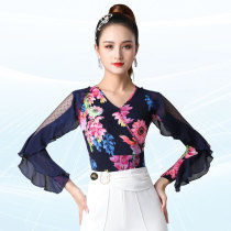 Dambao Rojitba dance blouses high-end lotus leaf edge adult dancing clothes V collar national standard dance suit Spring Latin clothing women