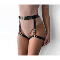 Male and female available soft leather garter belt restraint with thigh ring sexy SM fetish props buckle sex