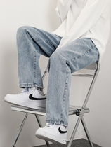 Jeans Man 2022 Chun Light Colored Broadleg Straight Barrel Loose Feeling Port Wind Men Long Pants Thin And High Street Pants