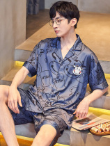 Mens pajamas Short-sleeved shorts thin ice silk spring summer breathable summer cute silk student homewear suit