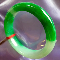 High-grade natural jade bracelet White base green floating flower Yang green old pit jade bracelet Certificate Imperial green jade bracelet