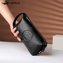 Caravan Alligator Men Genuine Leather Hand with Baotou Layer Bull Leather Multifunction Middle Youth Fashion Casual Hand Carry Bag Tide