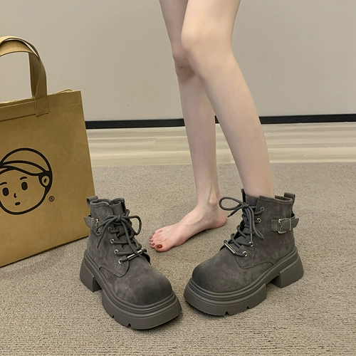 Martens, Tide, демисезонные универсальные короткие сапоги в английском стиле на платформе, коллекция 2023, в британском стиле