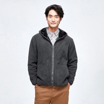 Fleece jacket mens plus velvet thickened hooded jacket windproof and breathable stormtrooper jacket liner coral velvet fleece jacket women