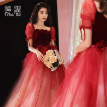 Toast to the bride 2022 new temperament red wedding evening gown you can normally wear an engagement dress spring summer