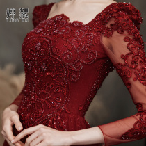 Toast to the bride 2022 new normal times can be worn with wine red color betrothed dress Dress Lady Temperament Banquet Spring Summer