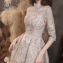 Banquet evening dress 2021 new high-end atmosphere dress dress women Gray host annual meeting toast can be worn