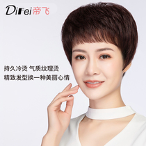 Wig female short hair wig set lady straight hair middle-aged and elderly mother full head real hair natural fluffy cover white hair