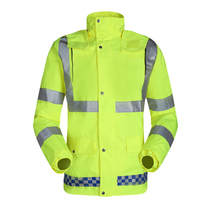 Reflective raincoat Long-sleeved windproof and rainproof traffic road administration rescue riding labor insurance fashion comfortable breathable sunscreen clothing