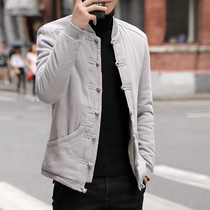 Tang suit cotton-padded jacket Mens Youth Winter Retro buckle cotton coat Chinese style mens Chinese style Hanfu cotton padded