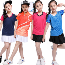 Childrens badminton clothing short sleeve girls quick-drying table tennis training uniform student culottes sports suit summer
