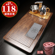 Fully automatic tea tray with induction cooker integrated home simple tea tray solid wood drainage tray drainage Ugin stone