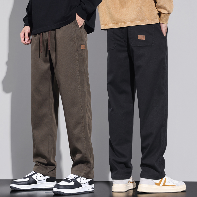 2023 Trendy Loose Tencel Casual Pants Spring and Autumn American High Street Wide Leg Long Pants Men's Straight Tube Workwear Pants