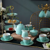 Embossed bone china coffee cup saucer water set tea ceramic European high-grade home afternoon tea tea cup tea tea cup