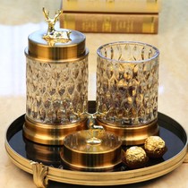 Nordic light luxury crystal glass candy cans American storage cans storage creative home living room decorations ornaments