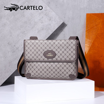 Cartile crocodile mens shoulder shoulder bag fashion casual mens bag Korean diamond lattice backpack chest bag chest bag tide