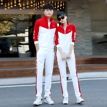Couple sports suit for men and women with the same spring and summer white running suit pure cotton sweatshirt fashion casual three sets of loose
