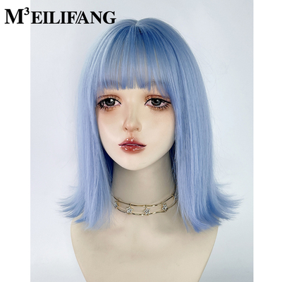 taobao agent Blue Wig subculture short hair female full set Y2K color lolita anti -warning exterior tumbling Japanese cos women's group