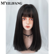 jk wig womens long hair air comics bangs black brown long straight hair net red full head set full wig set