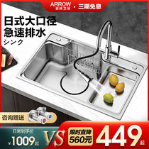 Wrigley sink single tank kitchen sink 304 stainless steel sink pool household single basin Japanese-style large single tank