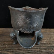 Iron stove Brazier old charcoal stove hot water Tea Guanyin Buddha statue pen holder retro nostalgic practical collection