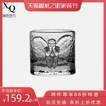 Rare art mens whiskey Angel relief cold water wine glass cup birthday gift box