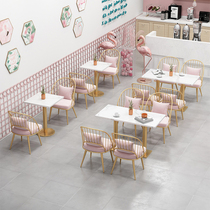 Net Red simple milk tea shop table and chair combination dessert shop restaurant dining cafe fresh negotiation table and chair combination