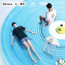 Banana X modern sky MVM joint couple T-shirt mens summer thin section pure cotton short-sleeved female cartoon printing top
