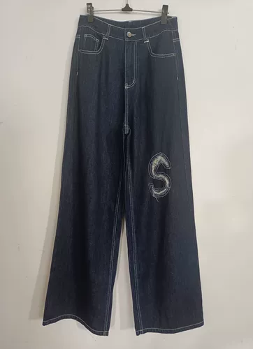 Женские синие цветные штаны, длинные джинсы, высокая талия