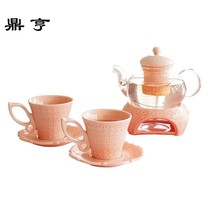 Dingheng English ceramic glass flower tea set set heated glass flower tea pot European flower tea pot fruit tea kettle