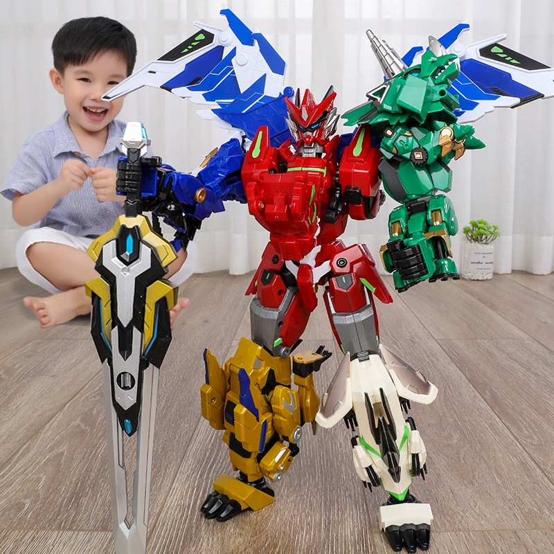 钢铁飞龙2合体变形恐龙玩具金刚机器人男孩儿童4王者荣耀机甲积木
