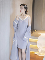 Miss the thigh coral velvet pajamas womens autumn and winter New sexy sling nightgown padded long home suit