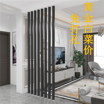 Wrought iron screen partition Living room Hotel grille decoration Office dining room Wood grain vertical strip free hole entrance customization