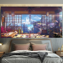 Japanese warm house background cloth ins hanging cloth bedside background wall bedroom Tapestry Room h canvas wall cover